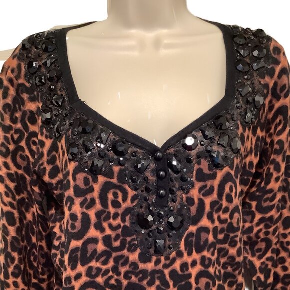 NWT Colour Works Animal Print Sweater with black beading Size: Medium - Picture 10 of 10